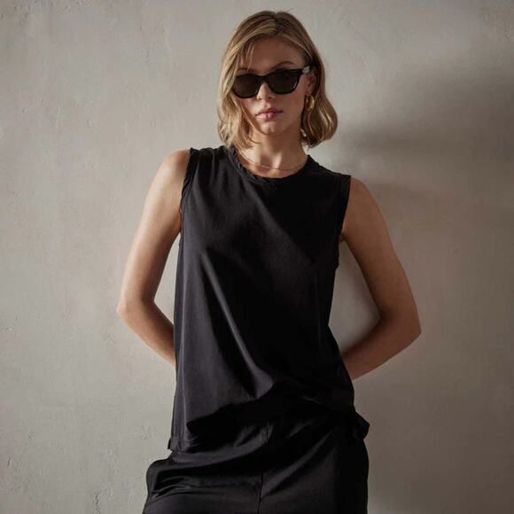 James Perse Cove Tank Top WHGF3875 in Black 1 S - Picture 1 of 4